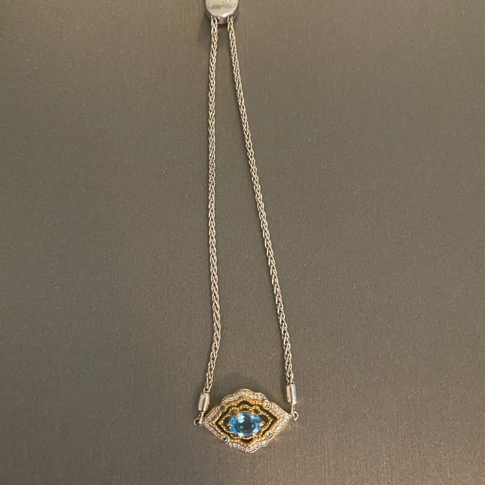 Enchanted Disney Aladdin  Blue Topaz Bracelet in Sterling Silver and 10K Gold